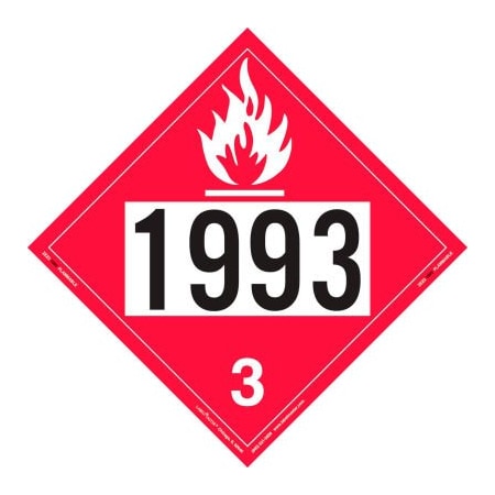 American Labelmark Co LabelMaster ZEZ21993 Flammable Liquid Placard, UN 1993, Removable Vinyl, 25/Pack ZEZ21993